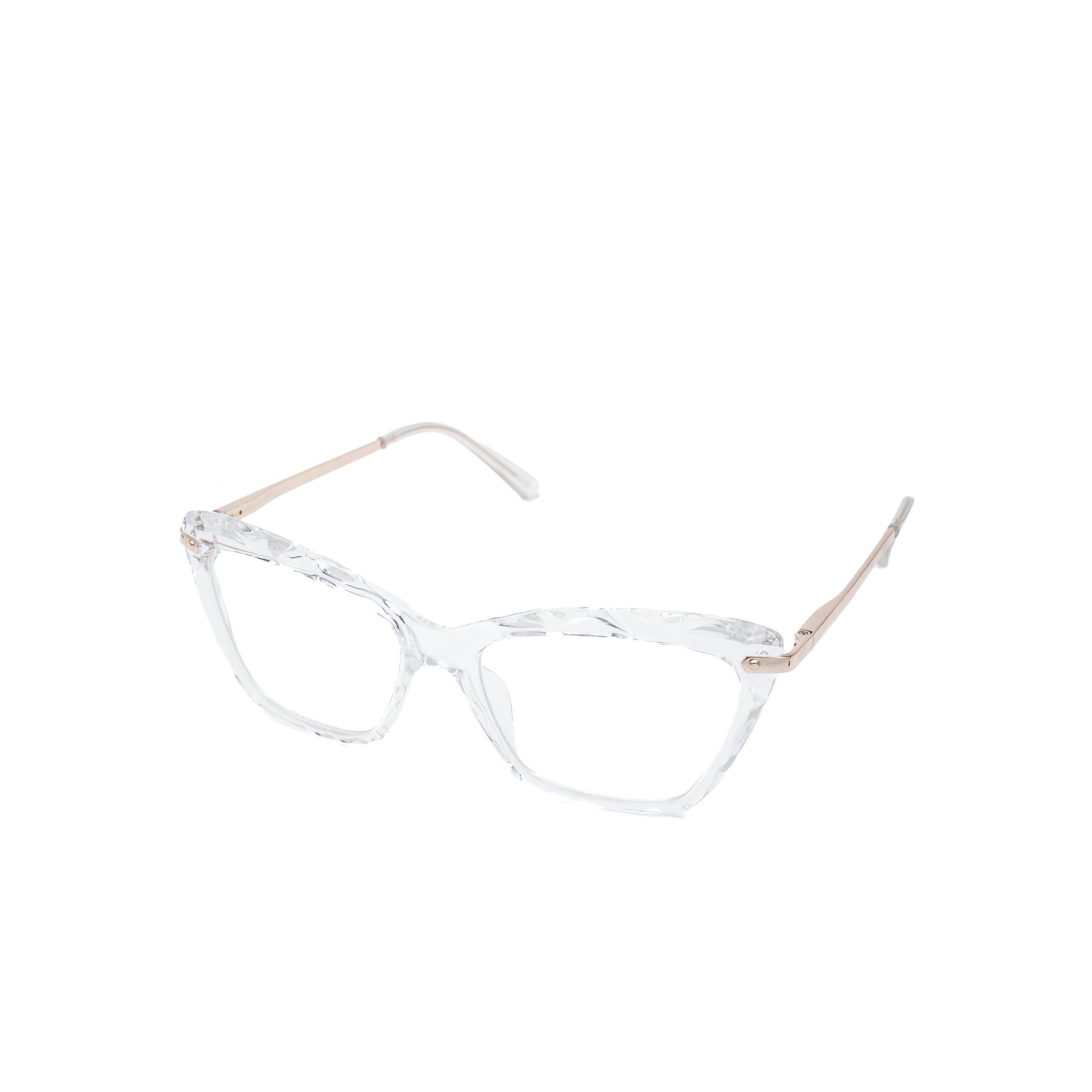 LadyBoss Savants eyeglasses in Crystal Clear, angled view #frame color_crystal clear