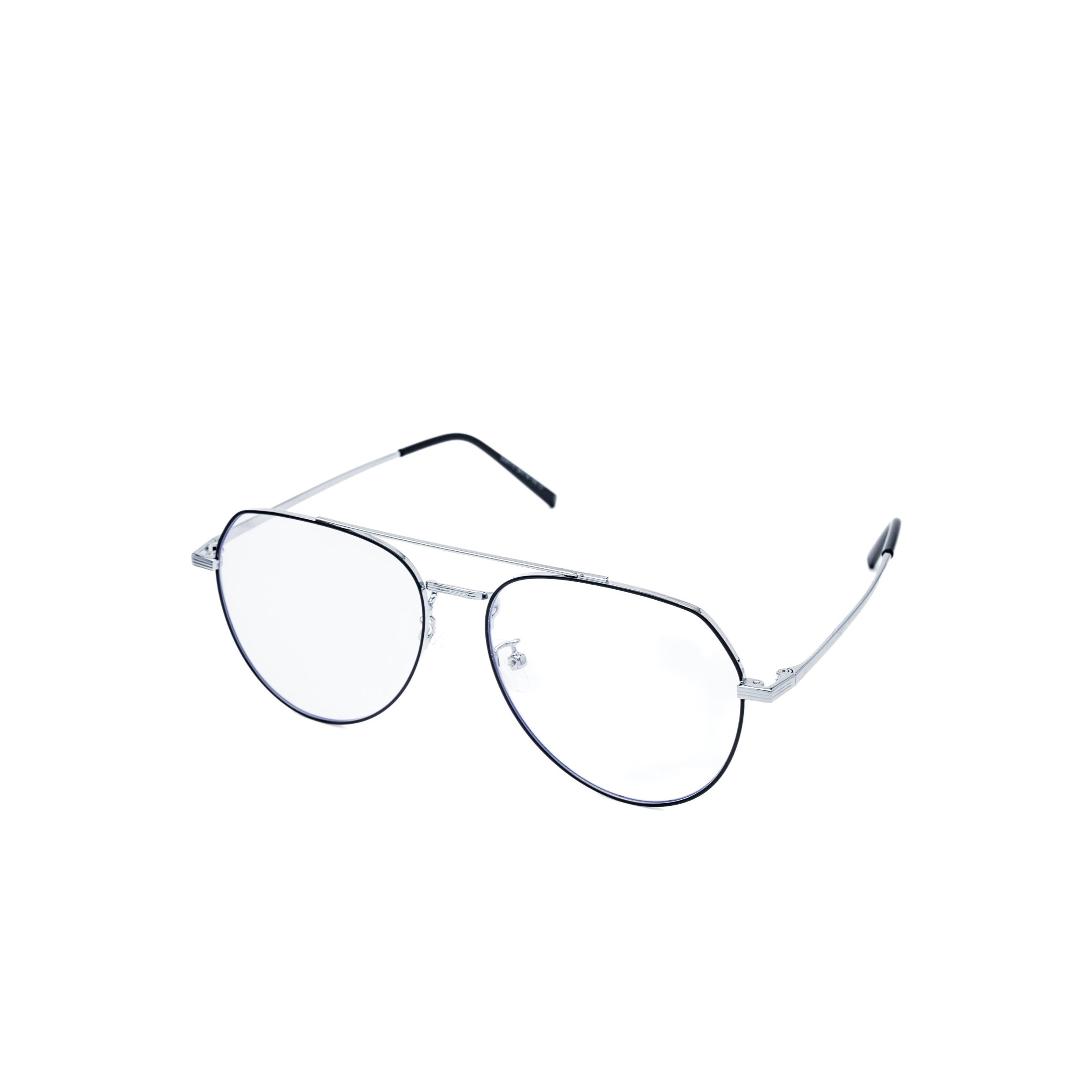 LadyBoss Evocatives eyeglasses in Black & Silver, angled view #frame color_black & silver
