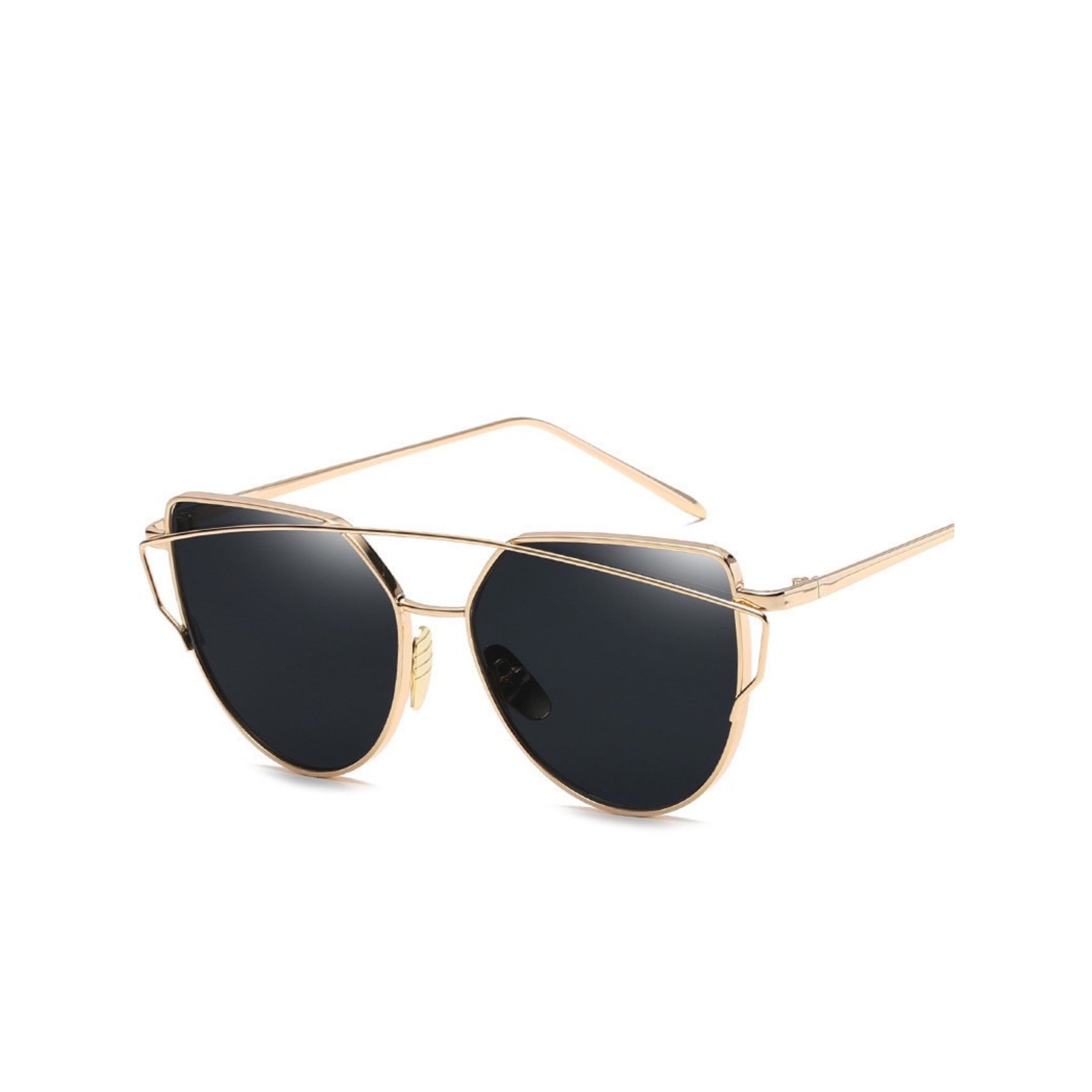 LadyBoss Goldens sunglasses in Black, angled view #frame color_black
