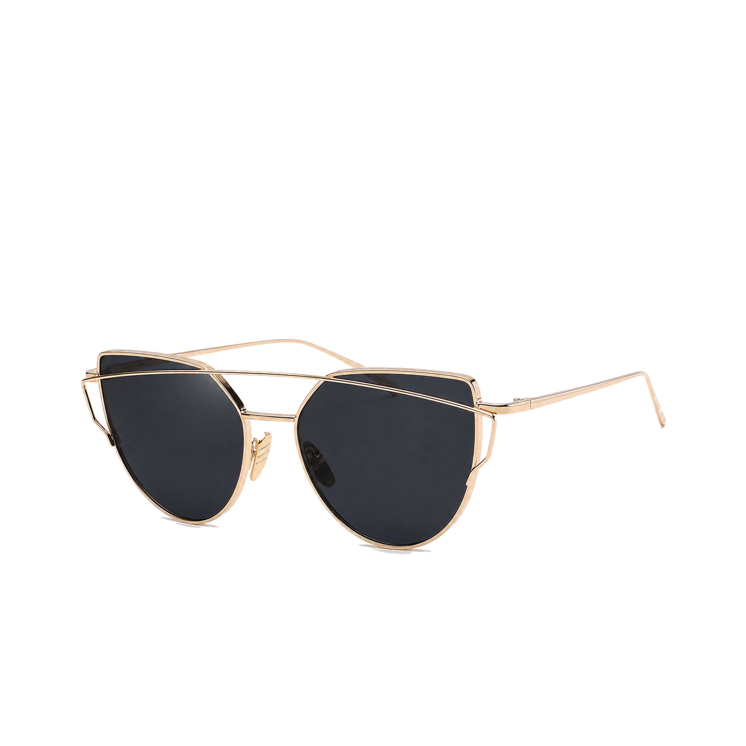 LadyBoss Goldens sunglasses in Black, angled view #frame color_black