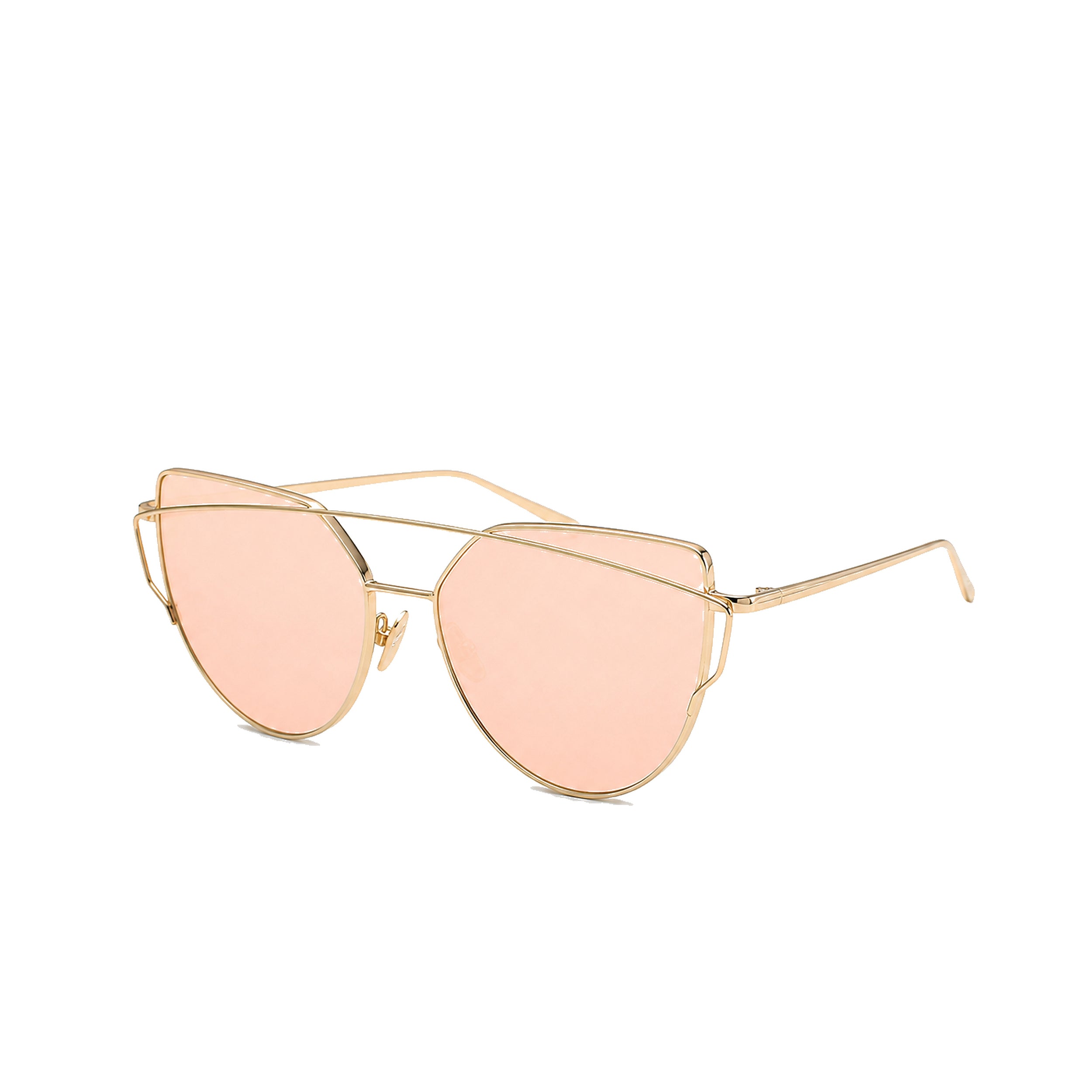 LadyBoss Goldens sunglasses in Gold, angled view #frame color_gold