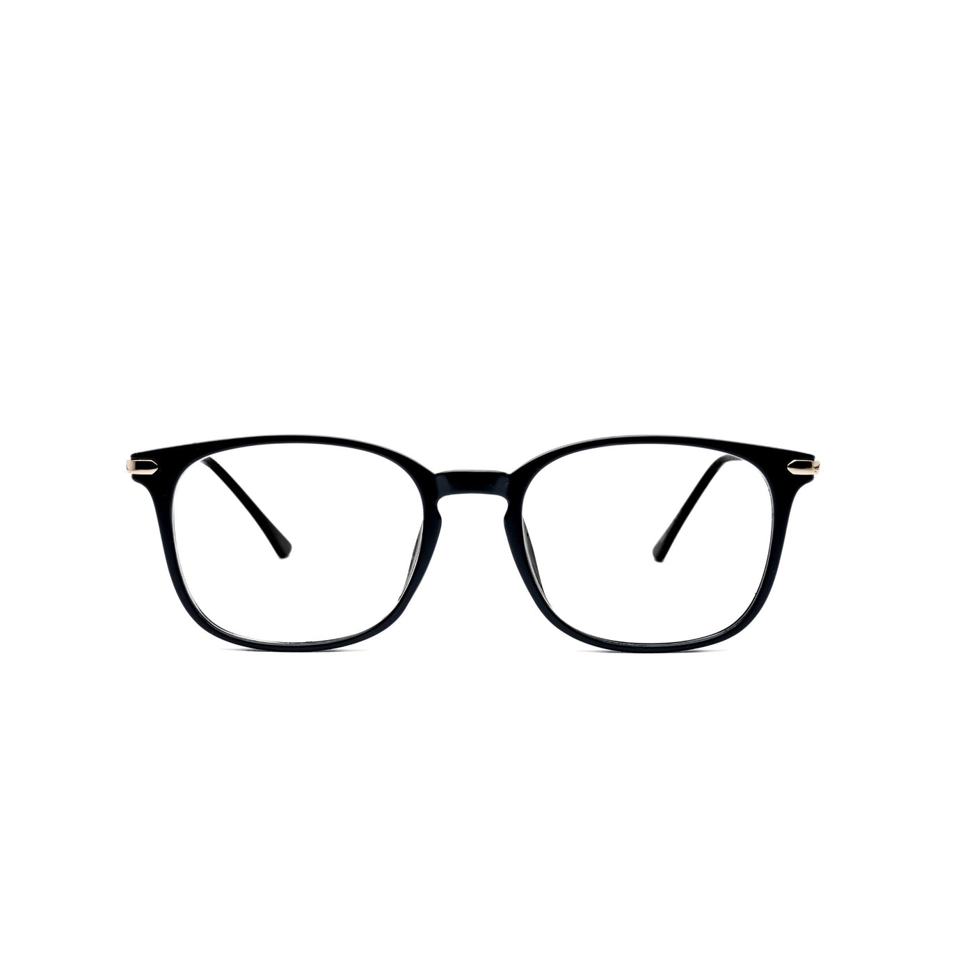LadyBoss Classics eyeglasses in Glossy Black & Gold Metal, front view