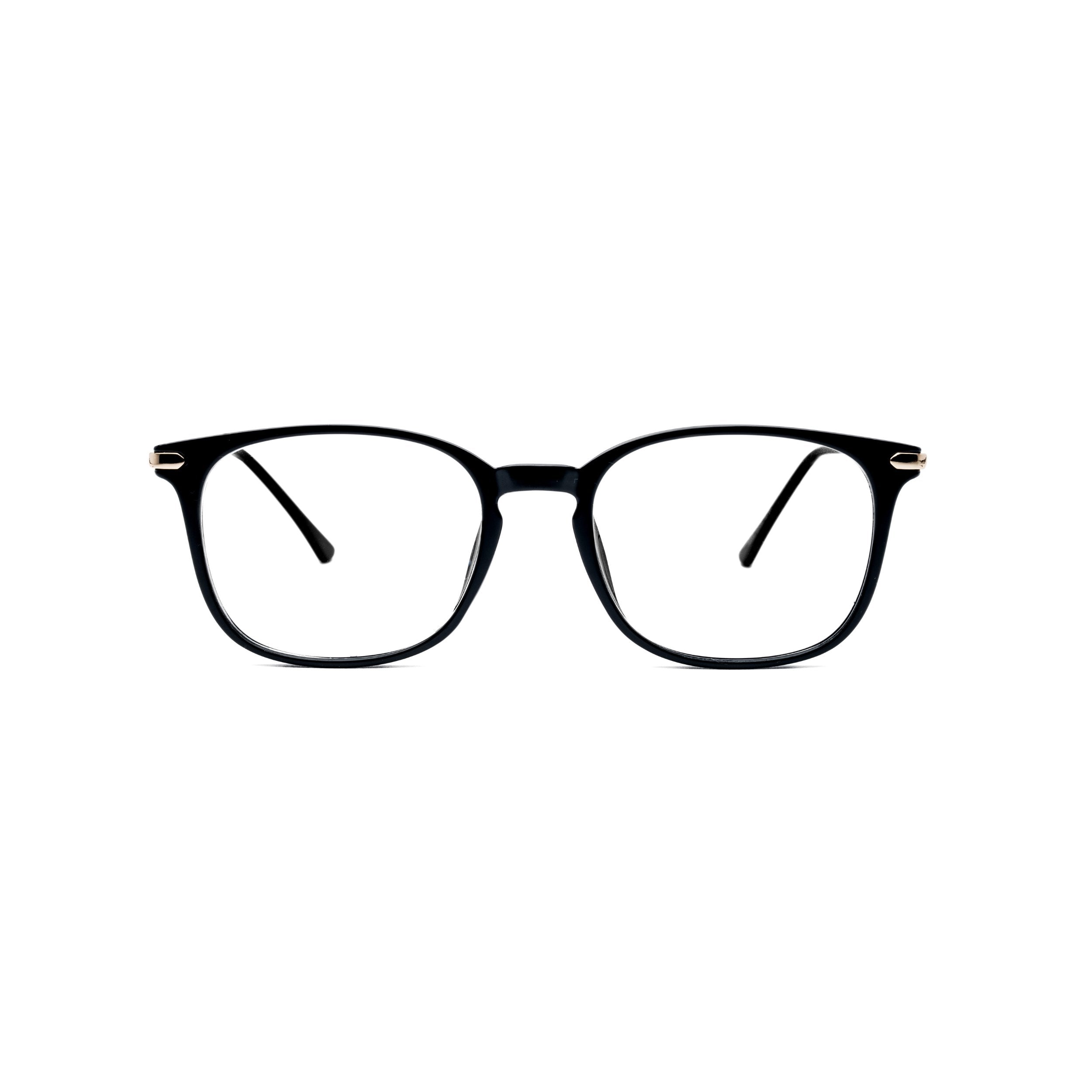 LadyBoss Classics eyeglasses in Glossy Black & Gold Metal, front view #frame color_Glossy Black & Gold Metal