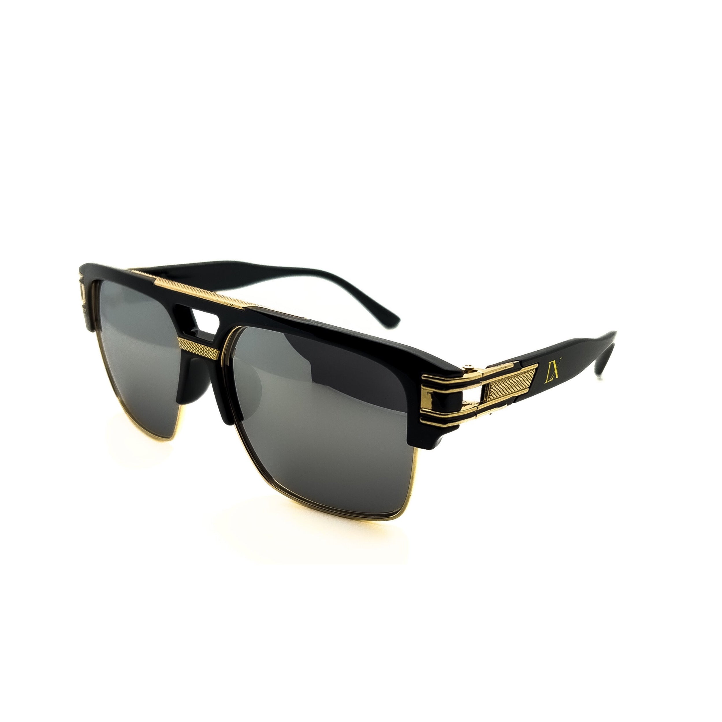 LadyBoss Capitals sunglasses in Mirrored Black, angled view #frame color_mirrored black