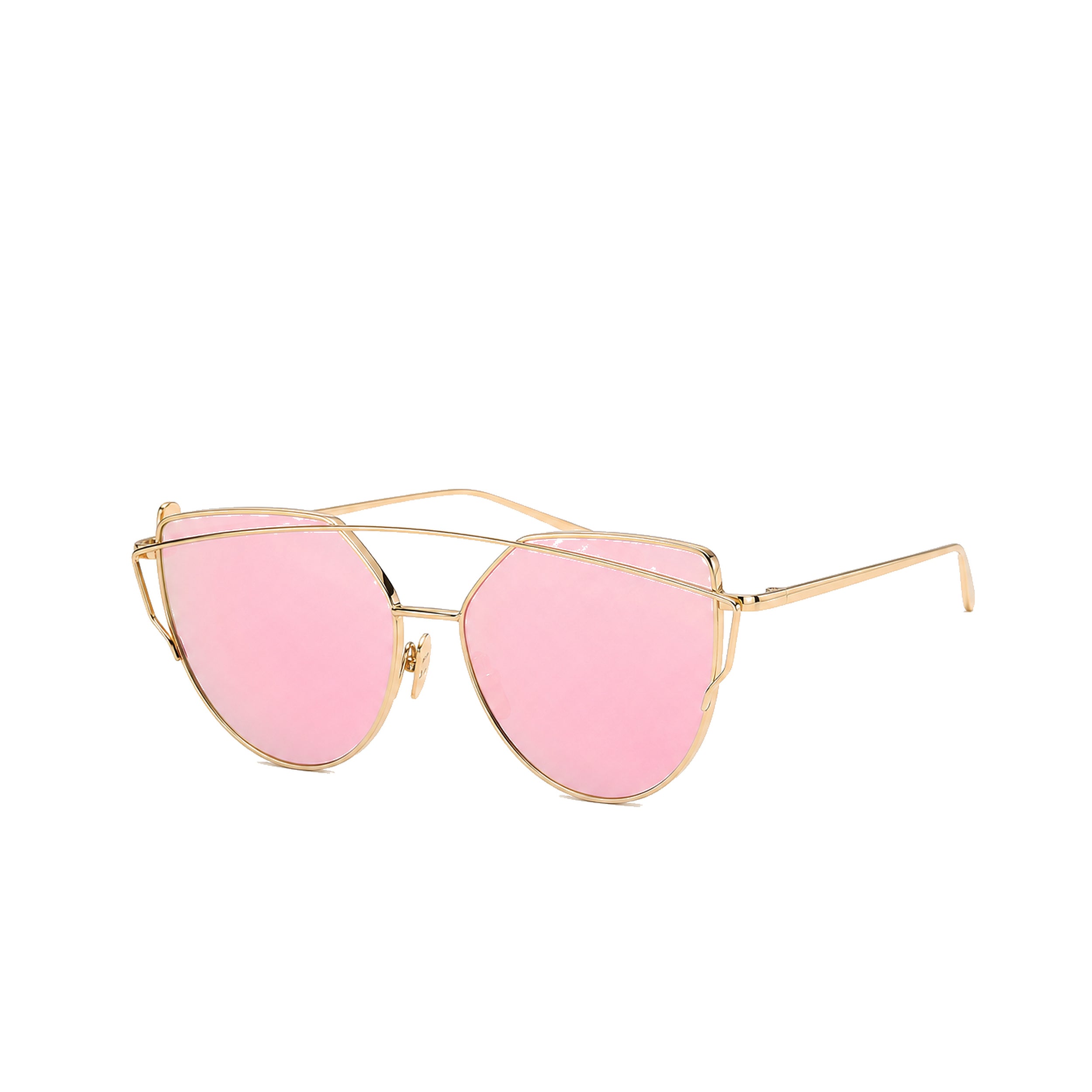 LadyBoss Goldens sunglasses in Rose Gold, angled view #frame color_rose gold