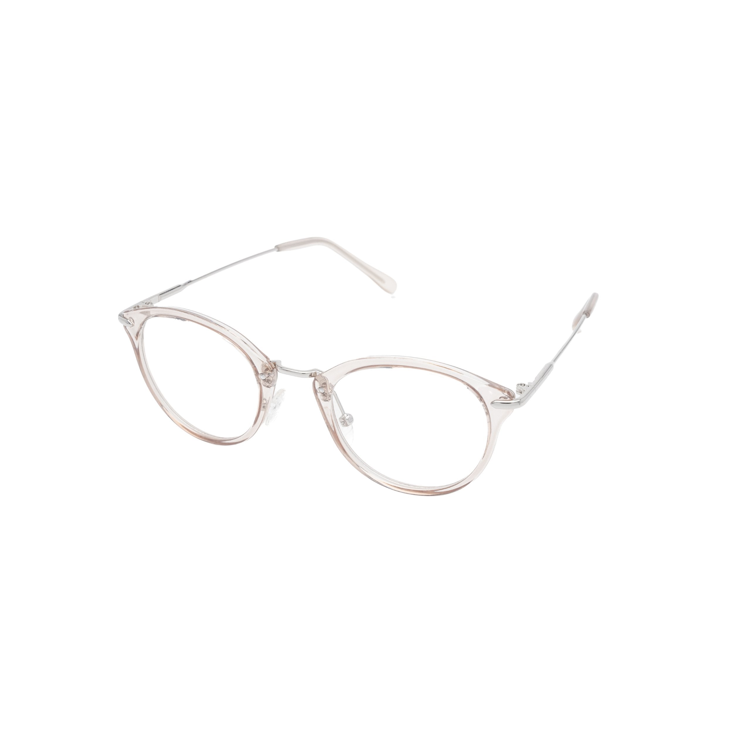 LadyBoss Visionaries eyeglasses in Light Pink, angled view #frame color_Light Pink