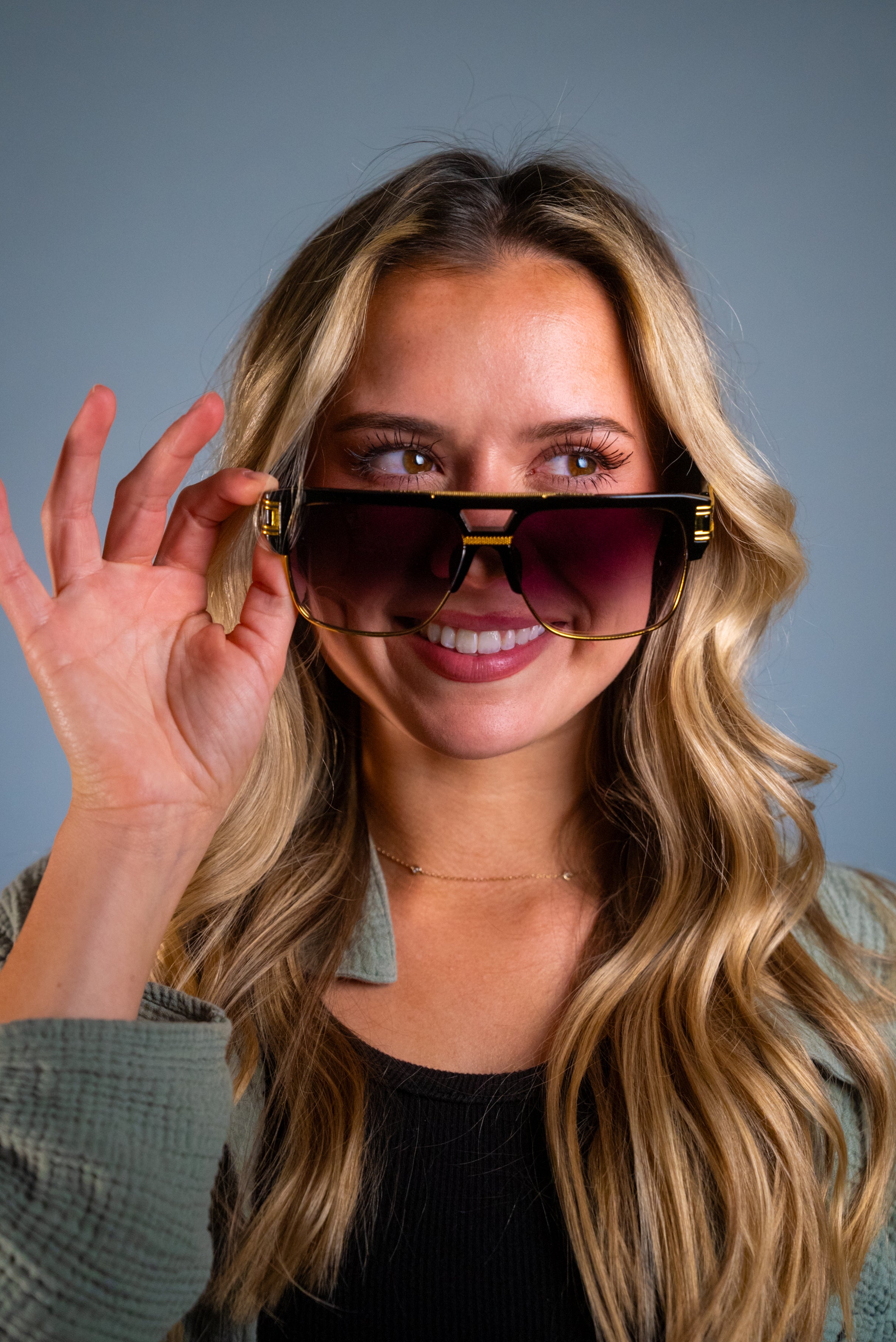 LUXURIANT™ SUNGLASSES - CAPITALS (Faded Black) - LadyBoss Glasses