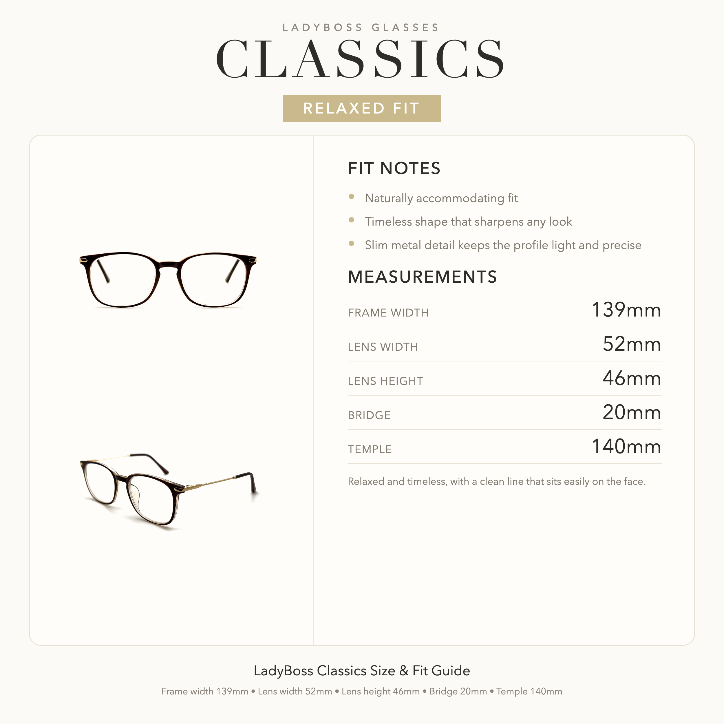 LadyBoss Classics size, fit, and feel guide in Dark Rose #frame color_dark rose
