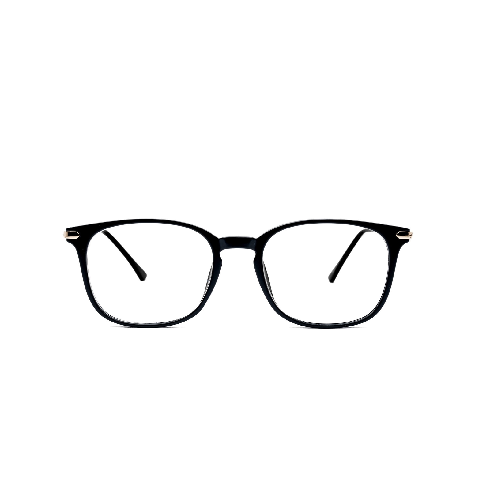 LadyBoss Classics eyeglasses in Glossy Black & Gold Metal, front view #frame color_glossy black & gold metal