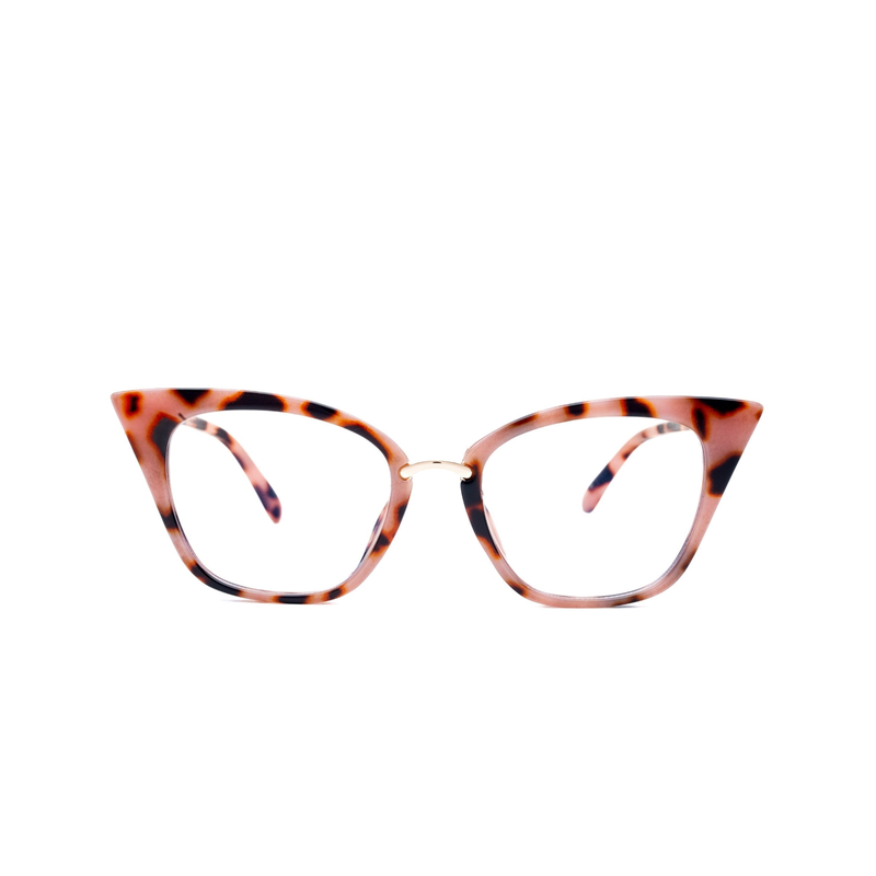 LadyBoss Ethereals eyeglasses in Pink Leopard, front view