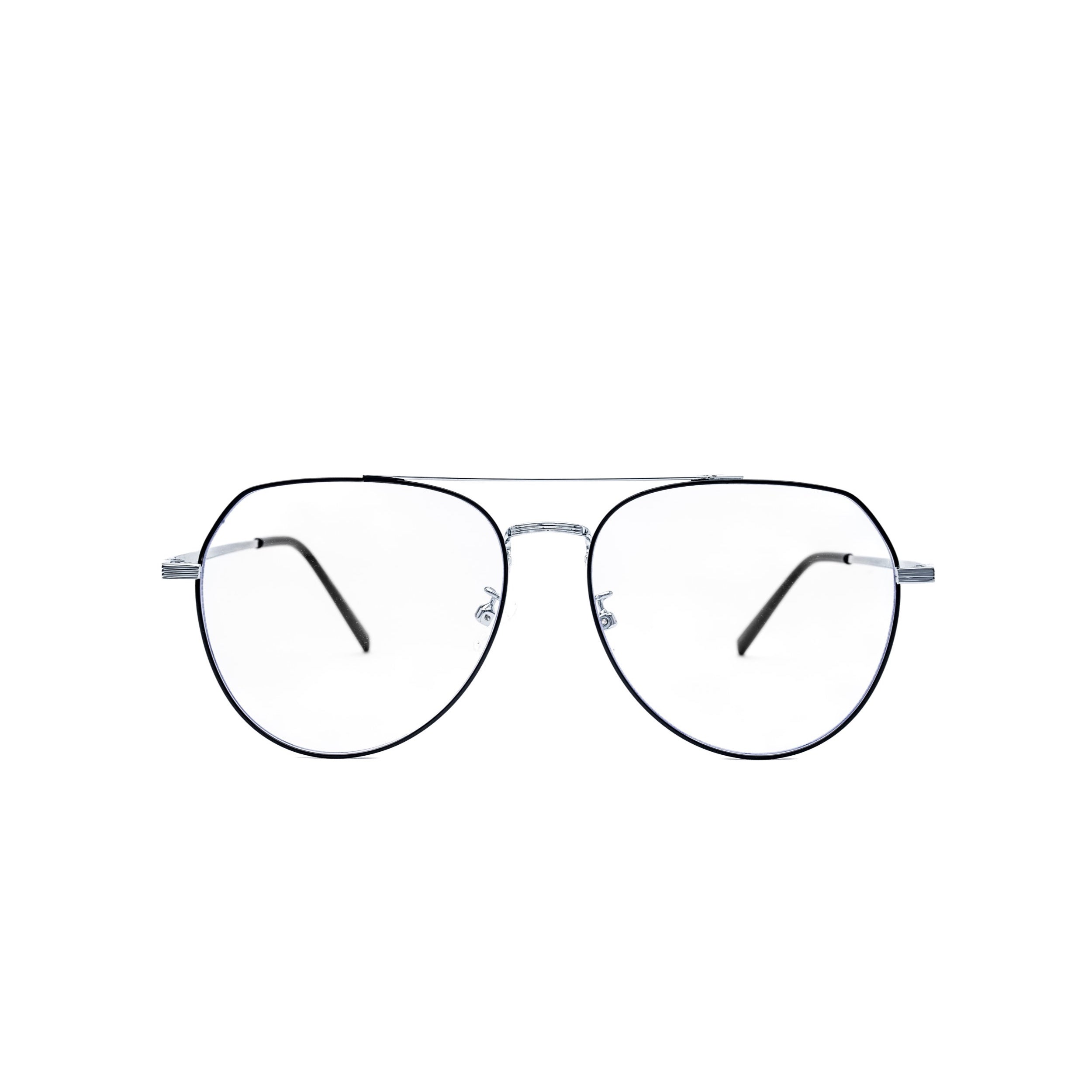 LadyBoss Evocatives eyeglasses in Black & Silver, front view #frame color_black & silver