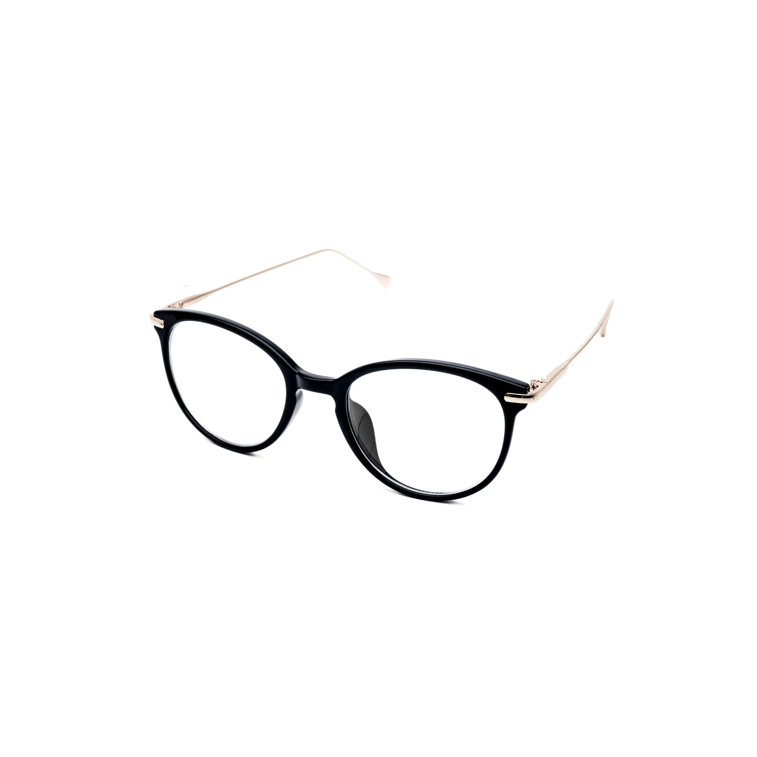 LadyBoss Icons eyeglasses in Black, angled view #frame color_black