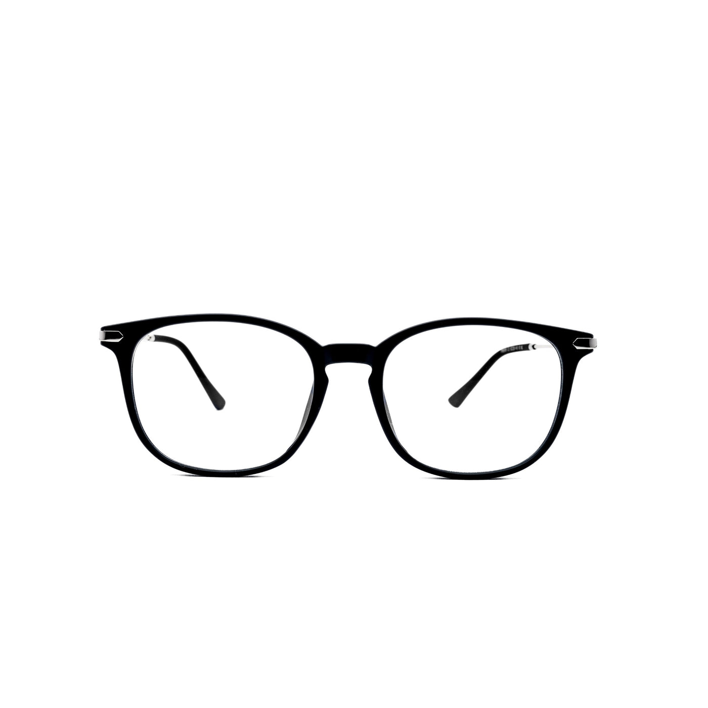 LadyBoss Classics eyeglasses in Matte Black & Silver Metal, front view