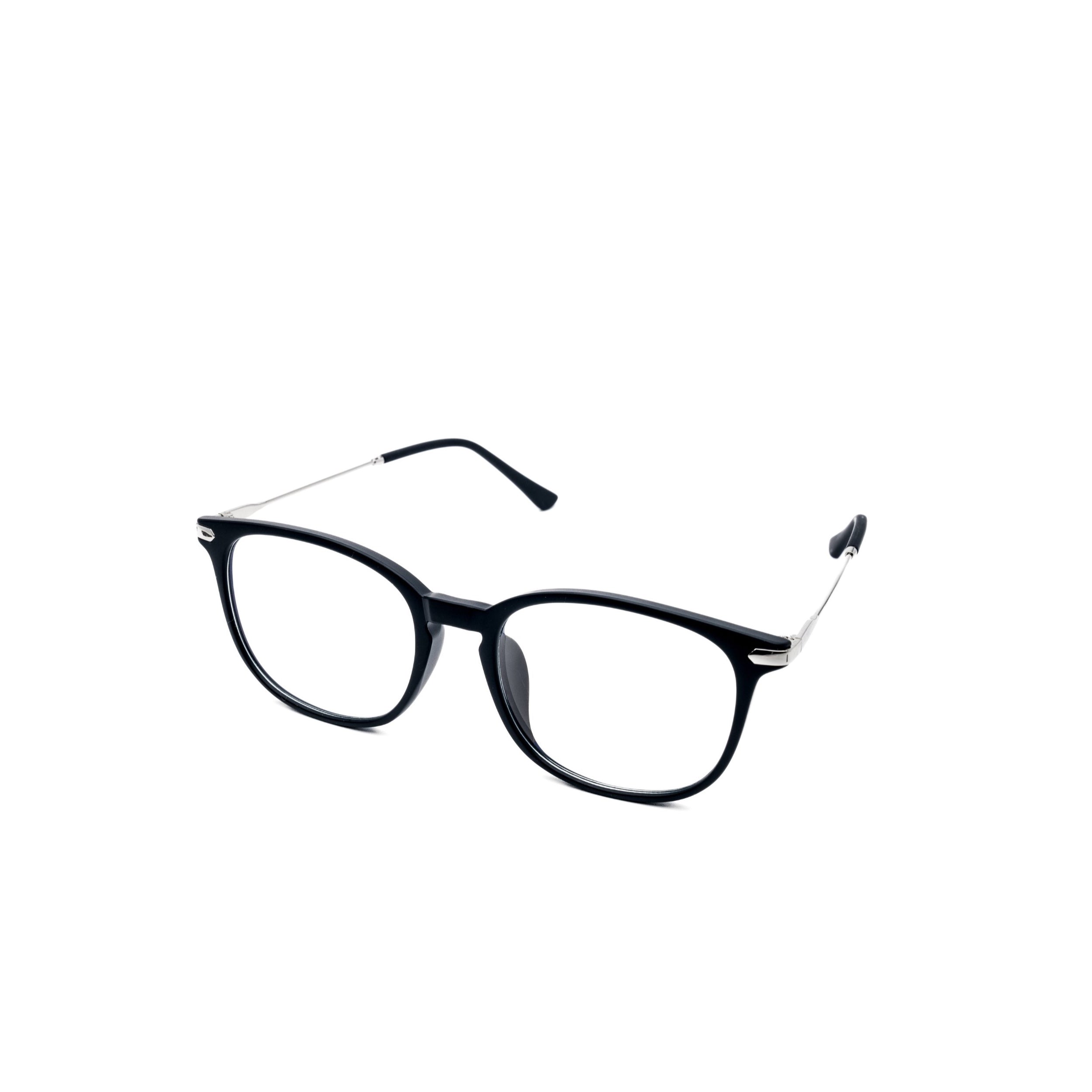 LadyBoss Classics eyeglasses in Matte Black & Silver Metal, angled view #frame color_Matte Black & Silver Metal