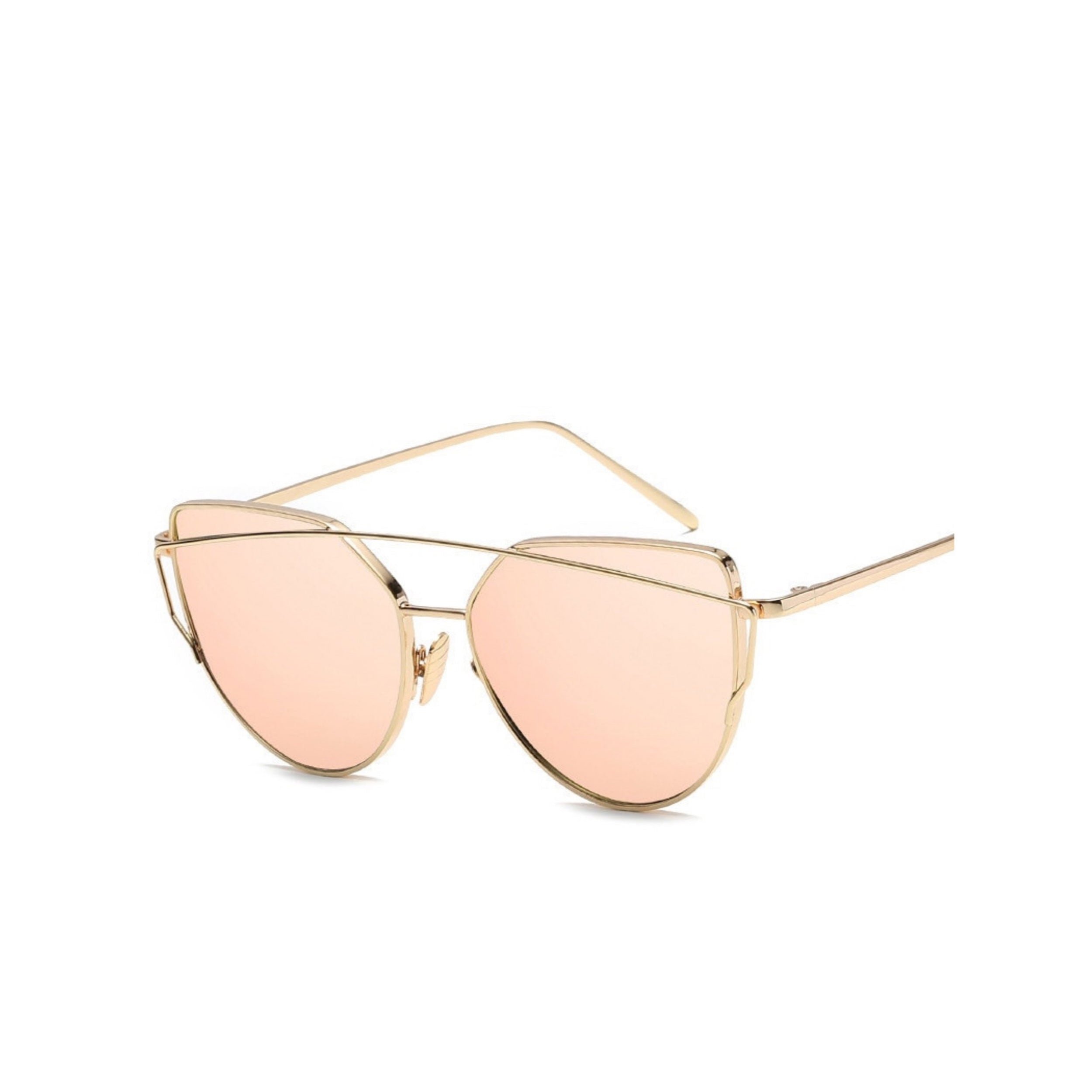 LadyBoss Goldens sunglasses in Gold, angled view #frame color_gold