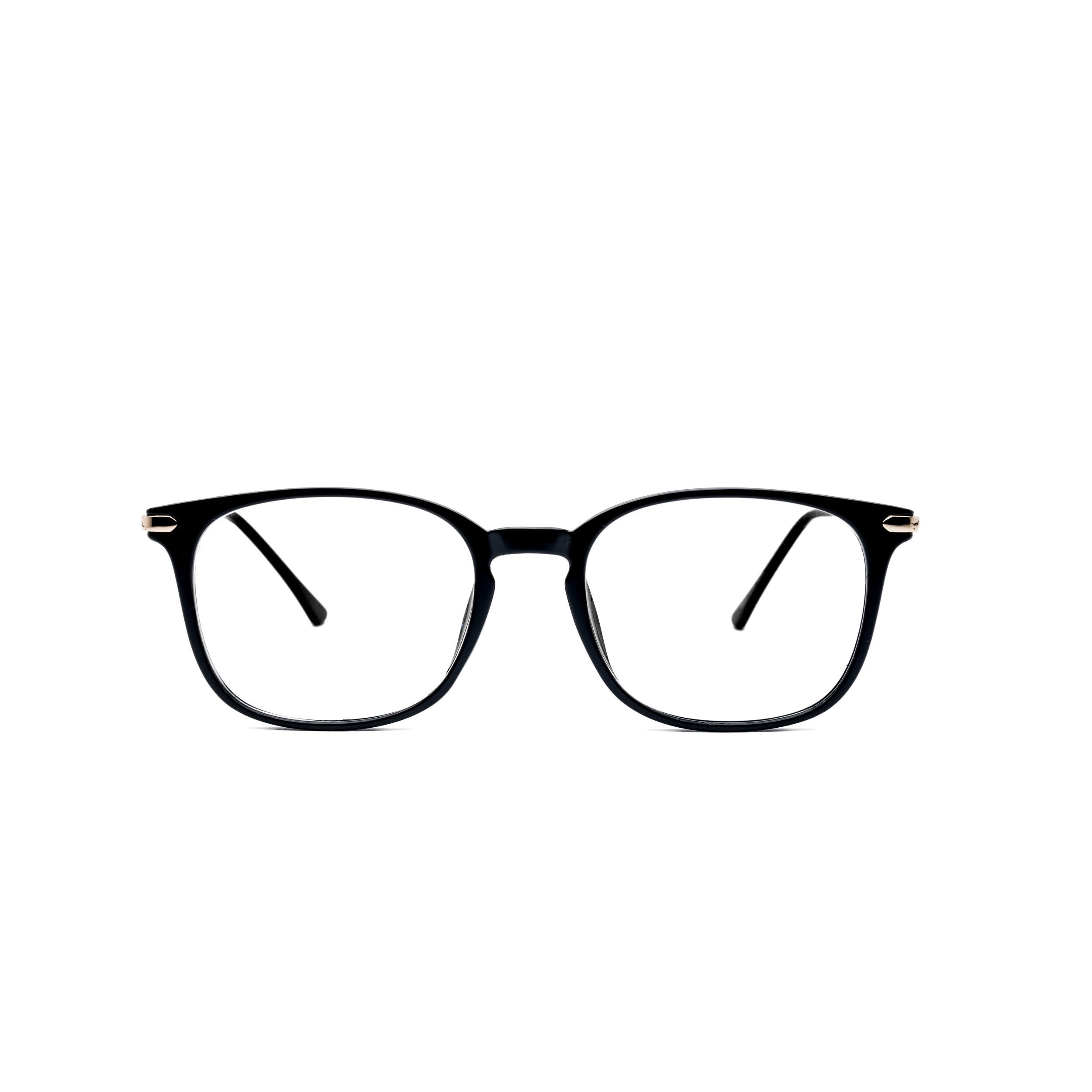 LadyBoss Classics eyeglasses in Glossy Black & Gold Metal, front view #frame color_Glossy Black & Gold Metal