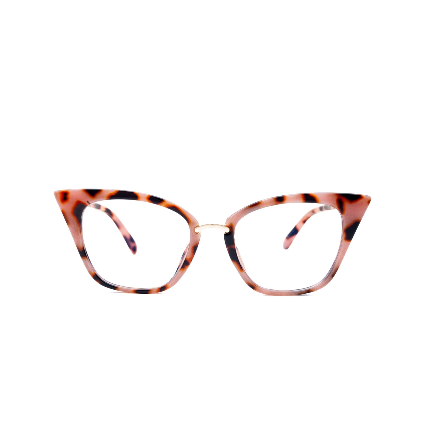 LadyBoss Ethereals eyeglasses in Pink Leopard, front view
