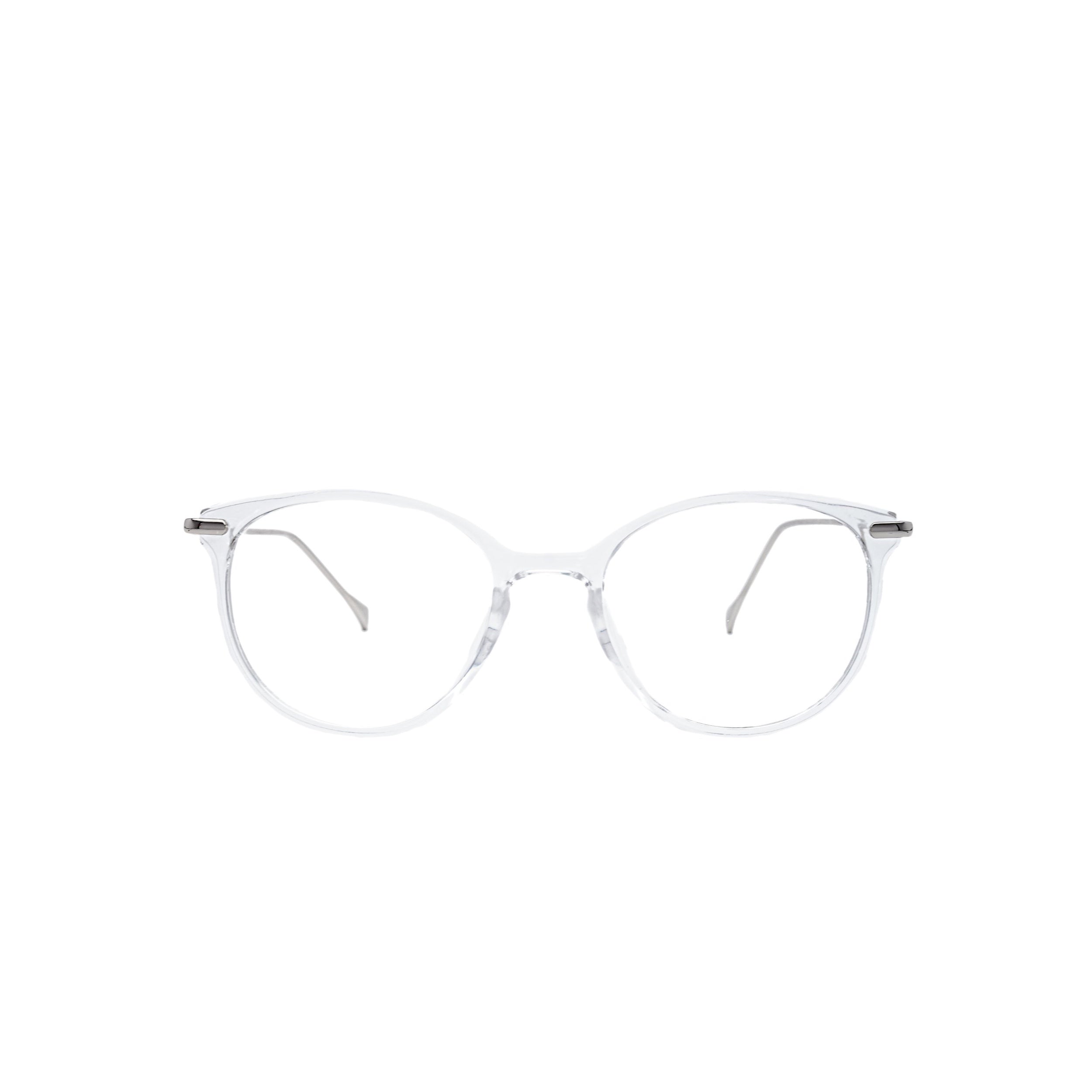 LadyBoss Icons eyeglasses in Clear & Silver Metal, front view #frame color_clear & silver metal