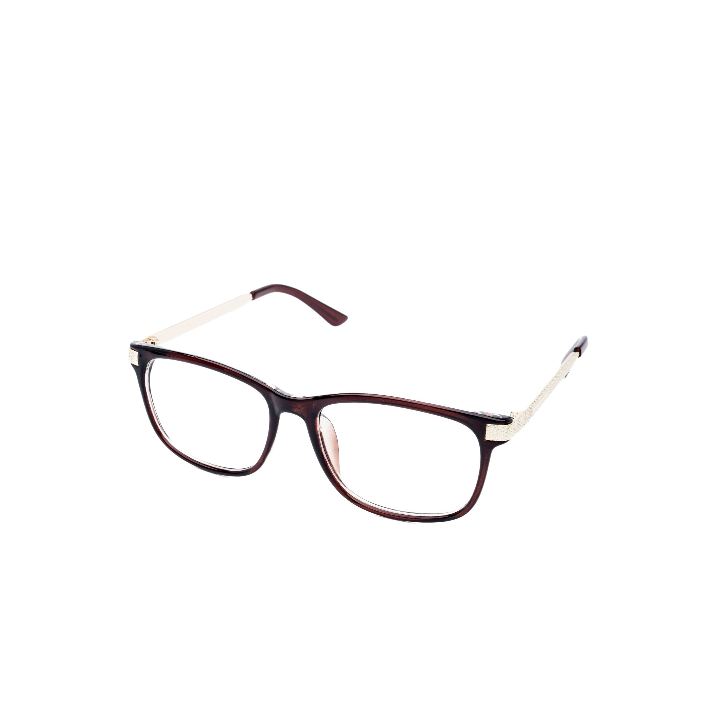LadyBoss Dimensions eyeglasses in Earth Brown, angled view #frame color_Earth Brown