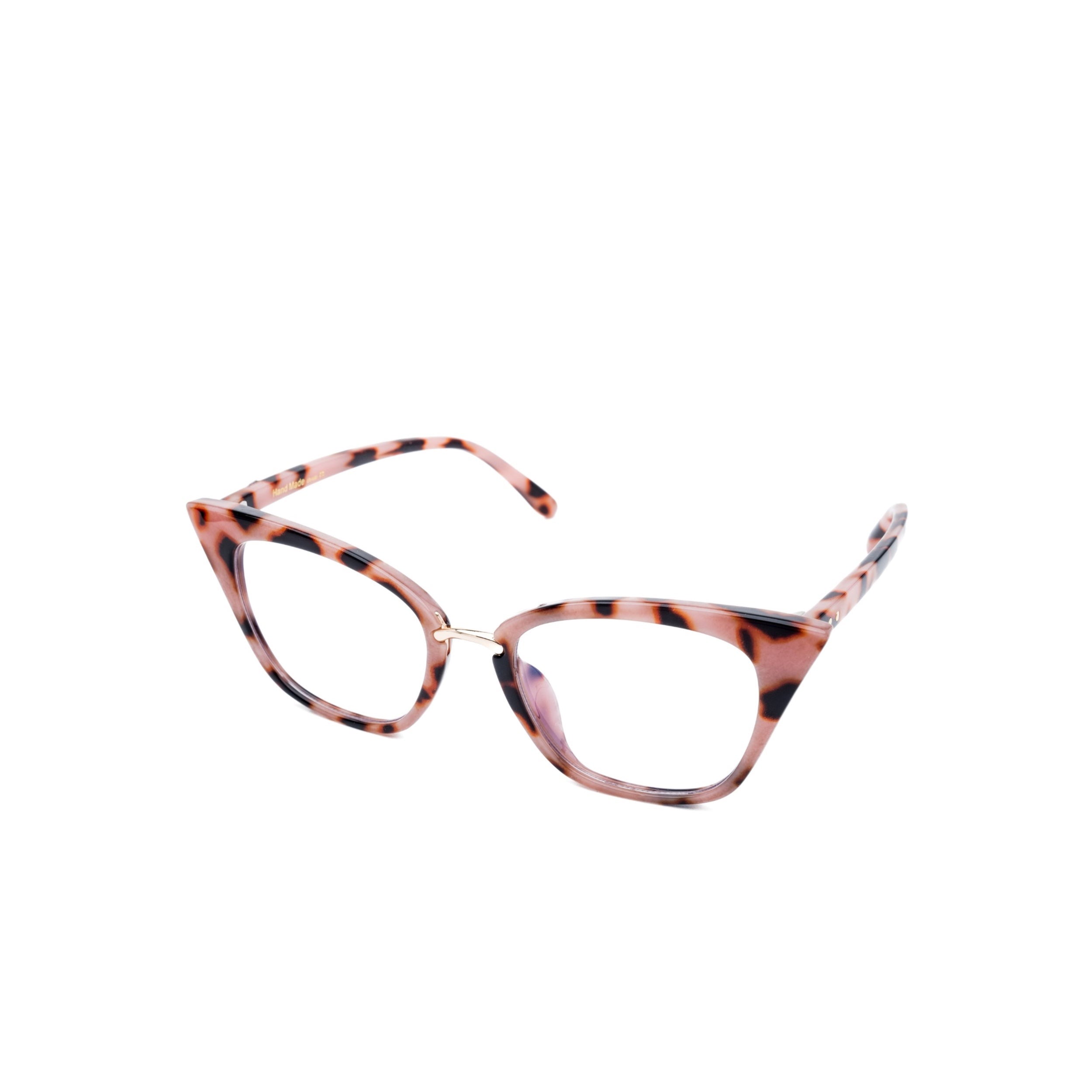 LadyBoss Ethereals eyeglasses in Pink Leopard, angled view #frame color_pink leopard