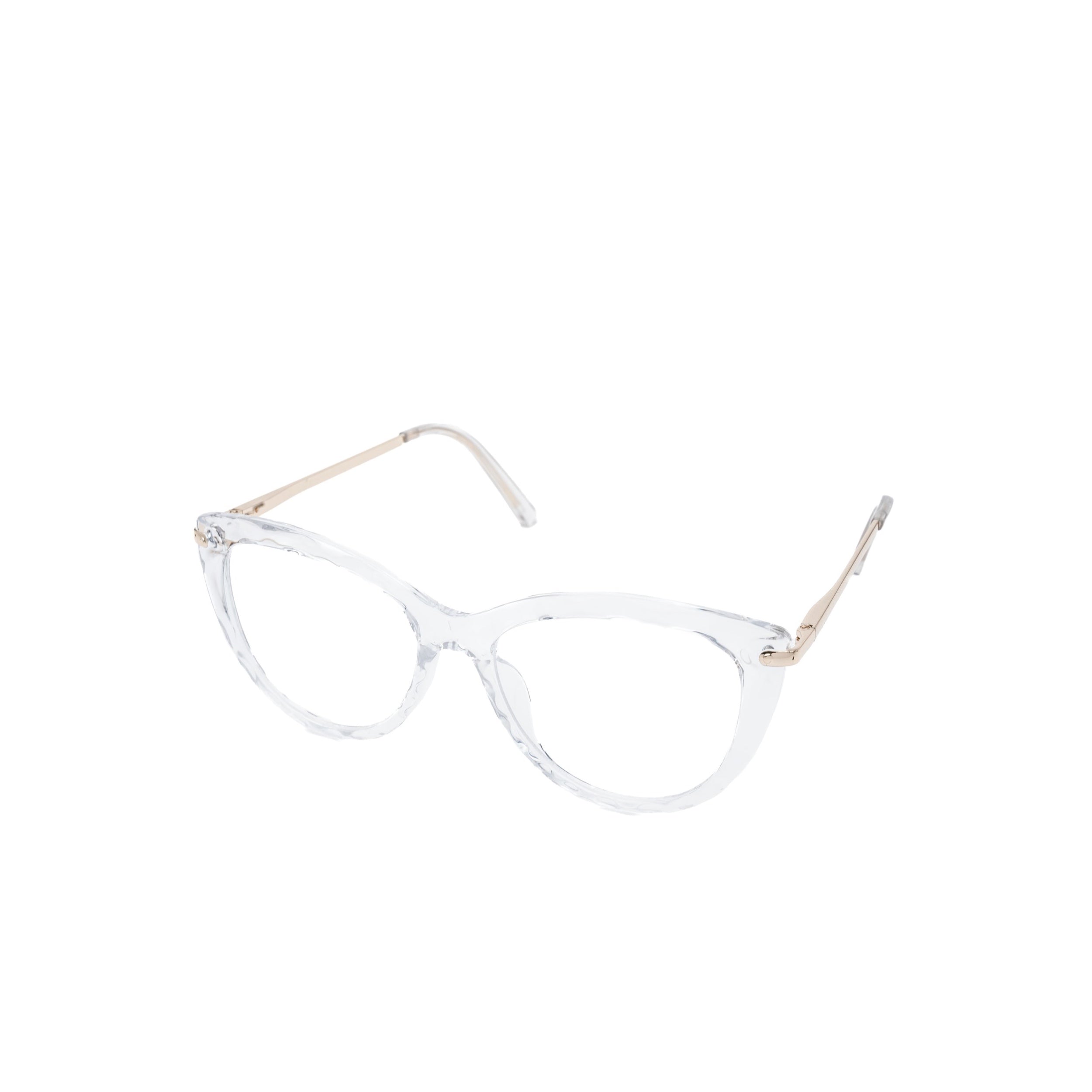 LadyBoss Magniques eyeglasses in Crystal Clear, angled view #frame color_crystal clear