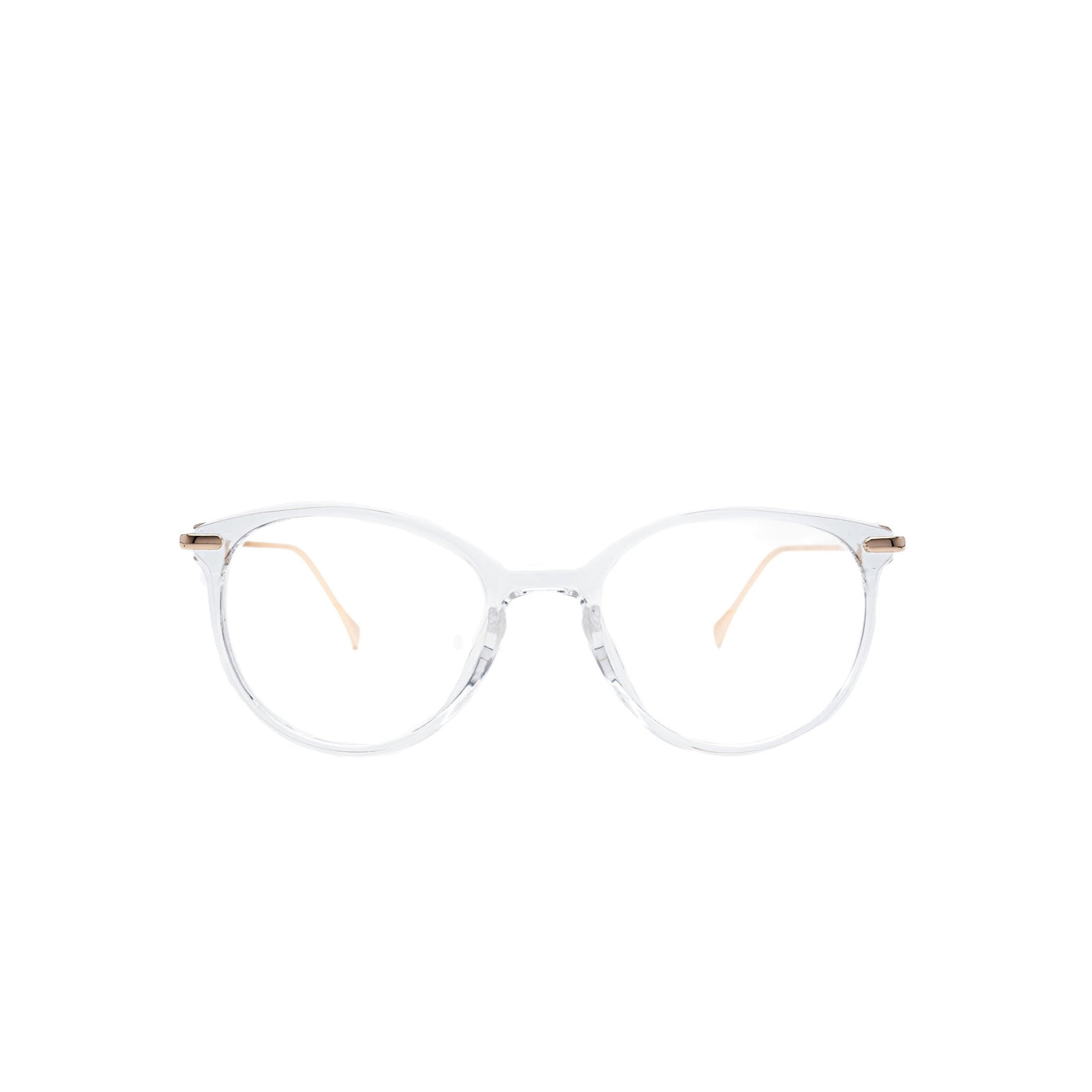 LadyBoss Icons eyeglasses in Clear & Gold Metal, front view