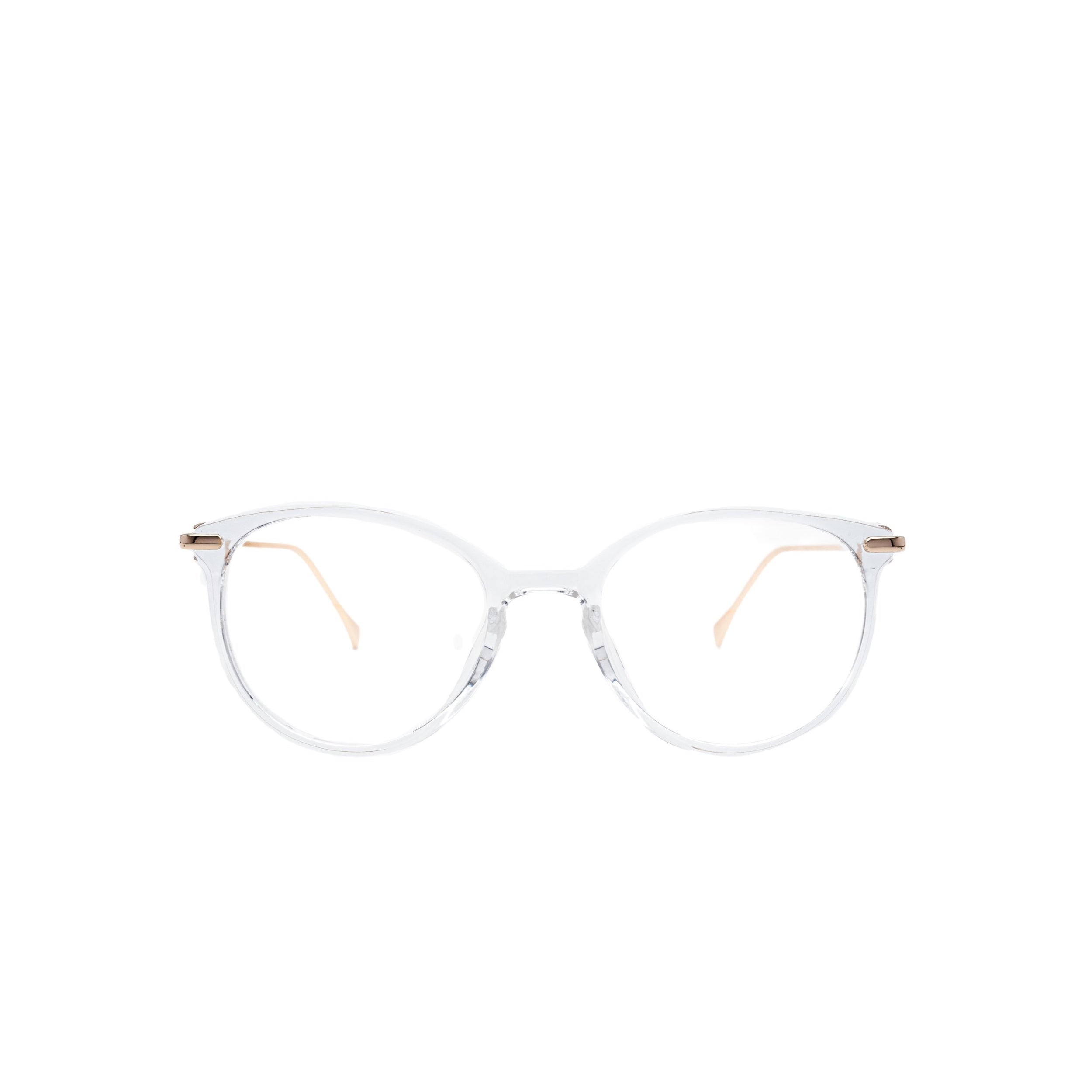 LadyBoss Icons eyeglasses in Clear & Gold Metal, front view #frame color_clear & gold metal