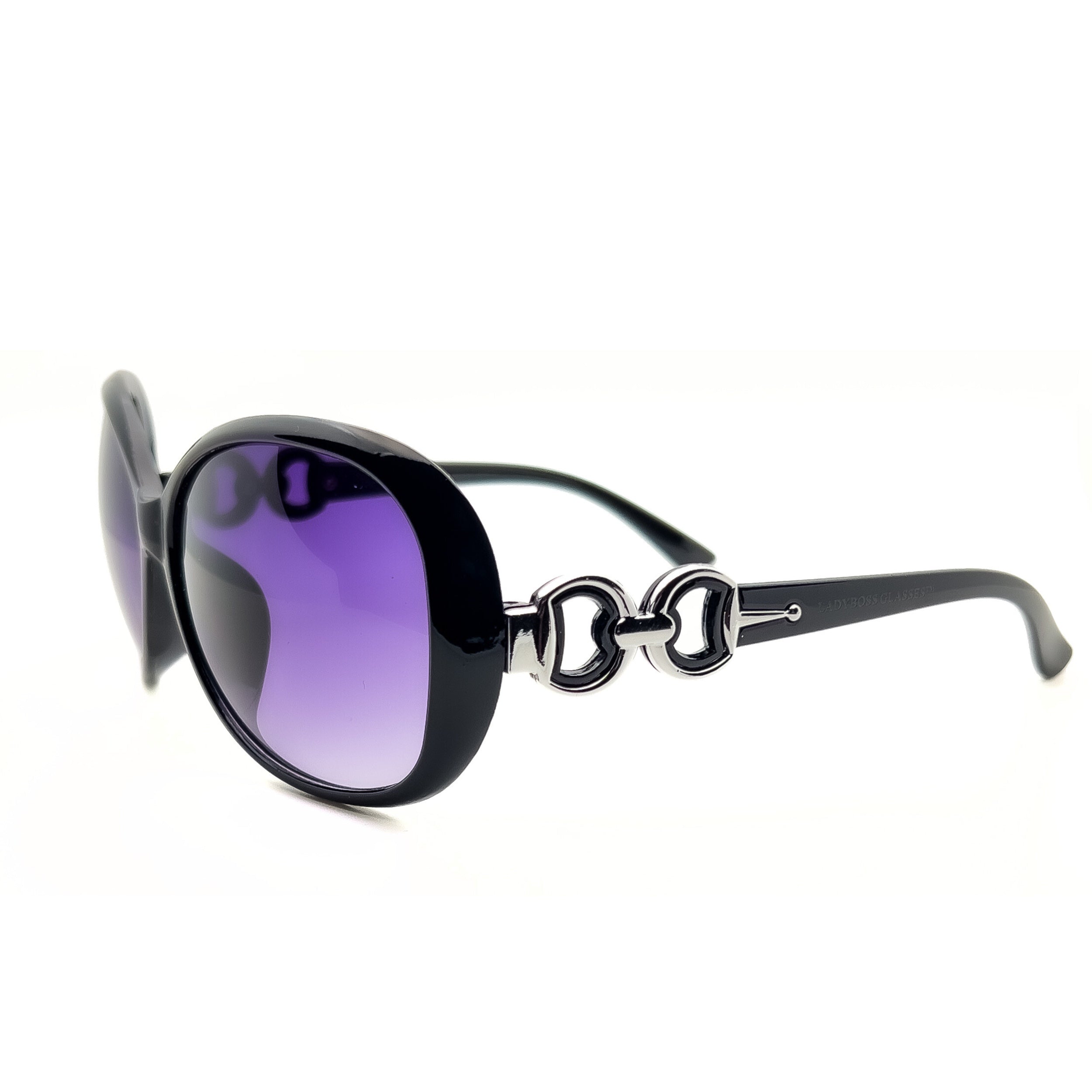 LadyBoss Spectacles sunglasses in Black, wide angled view #frame color_black