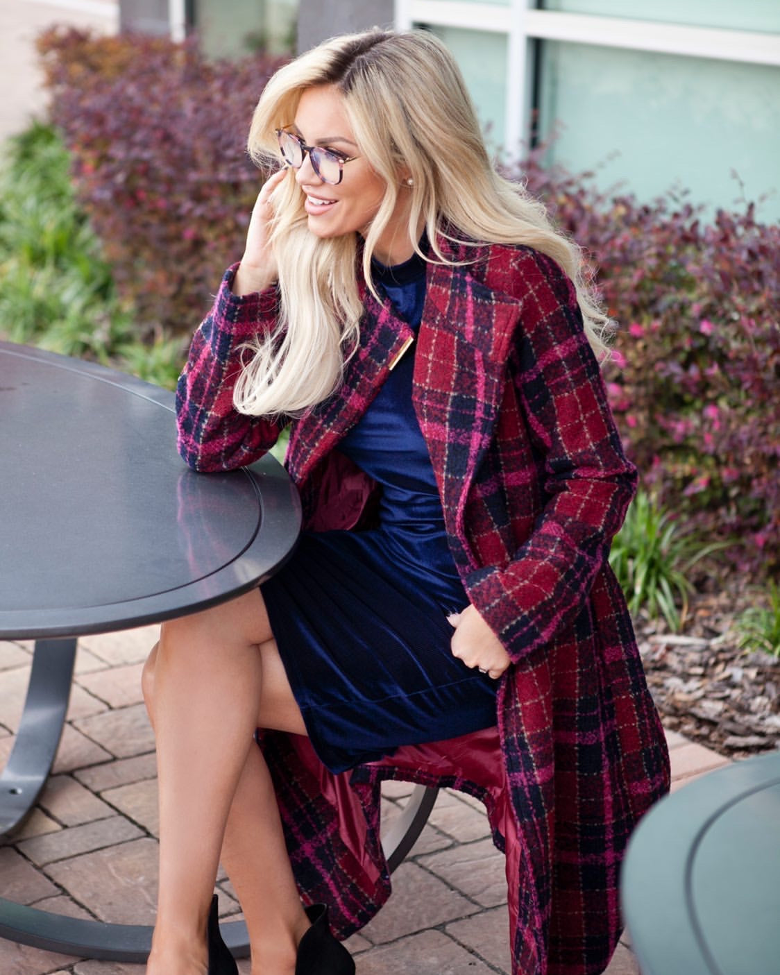 Model wearing LadyBoss Classics eyeglasses in Floral #frame color_floral