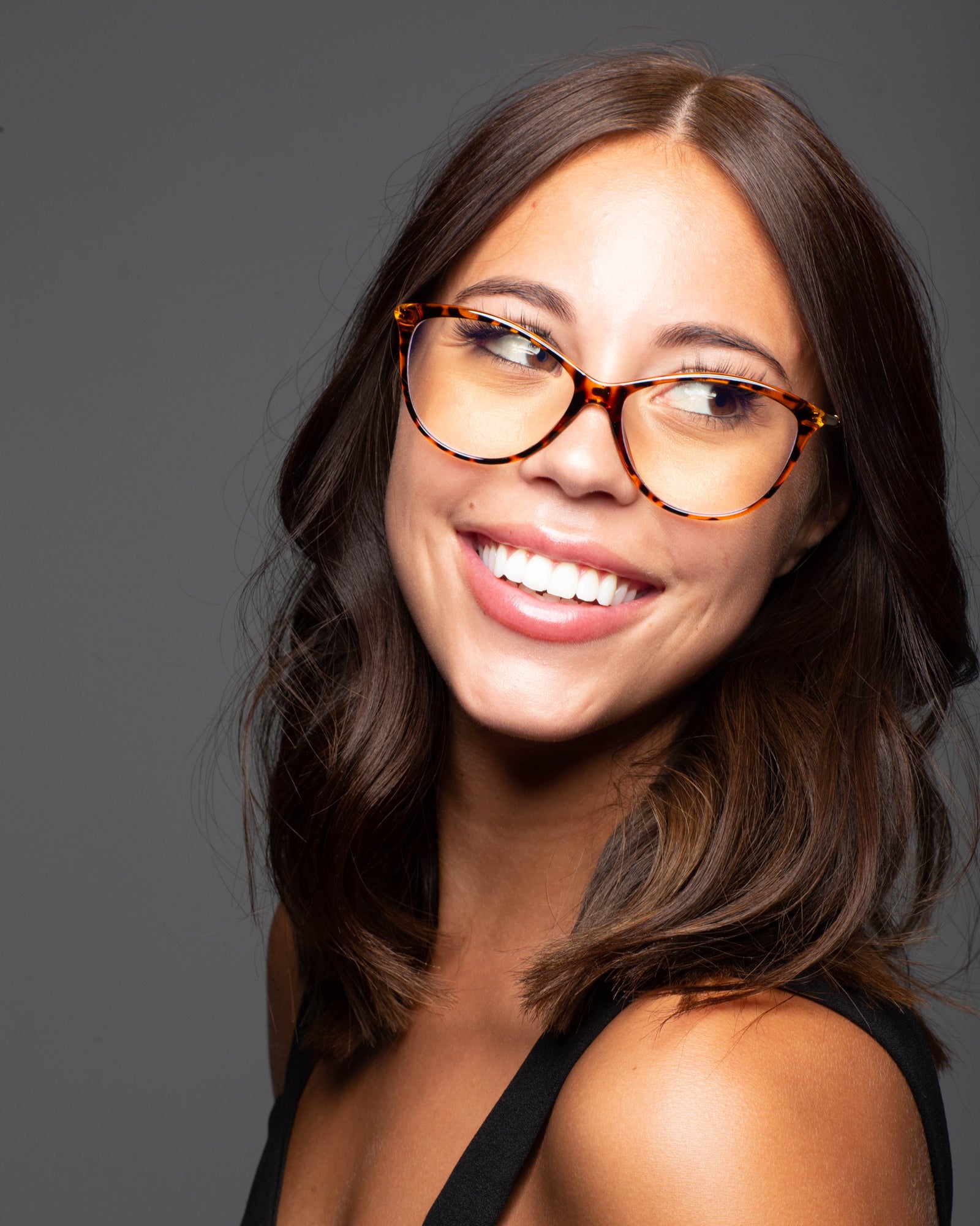 Model wearing LadyBoss Bombshells eyeglasses in Leopard