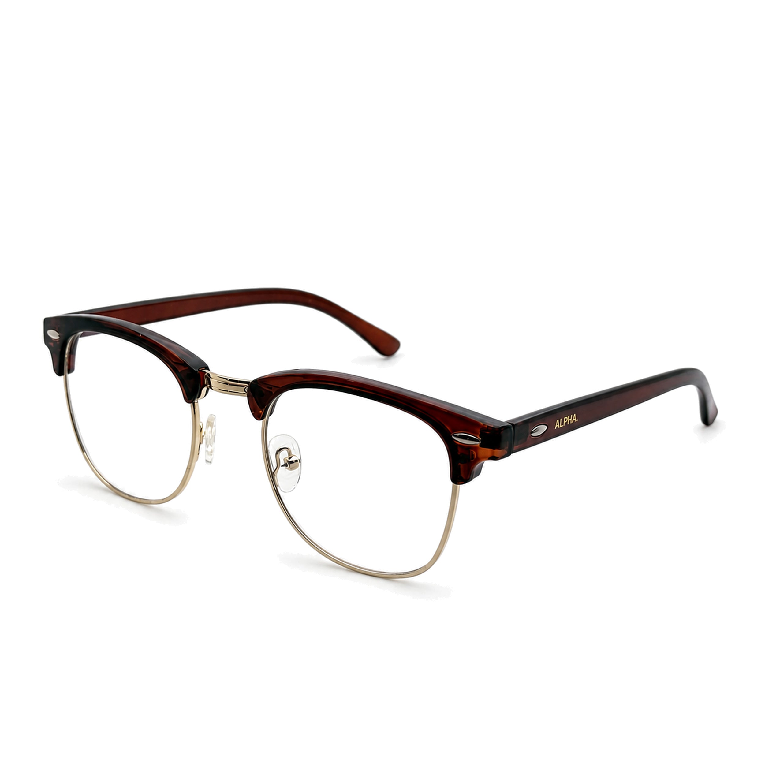 LadyBoss Alphas eyeglasses in Mahogany, angled view