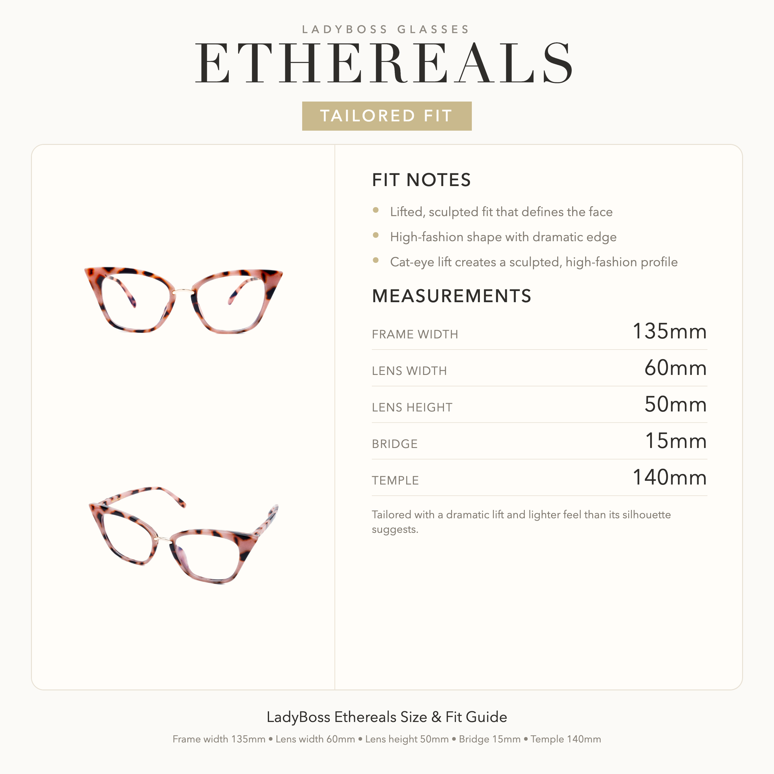 LadyBoss Ethereals size, fit, and feel guide in Pink Leopard #frame color_pink leopard