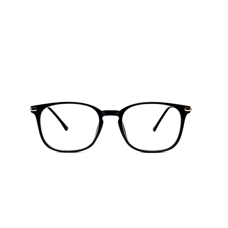 LadyBoss Classics eyeglasses in Glossy Black & Gold Metal, front view