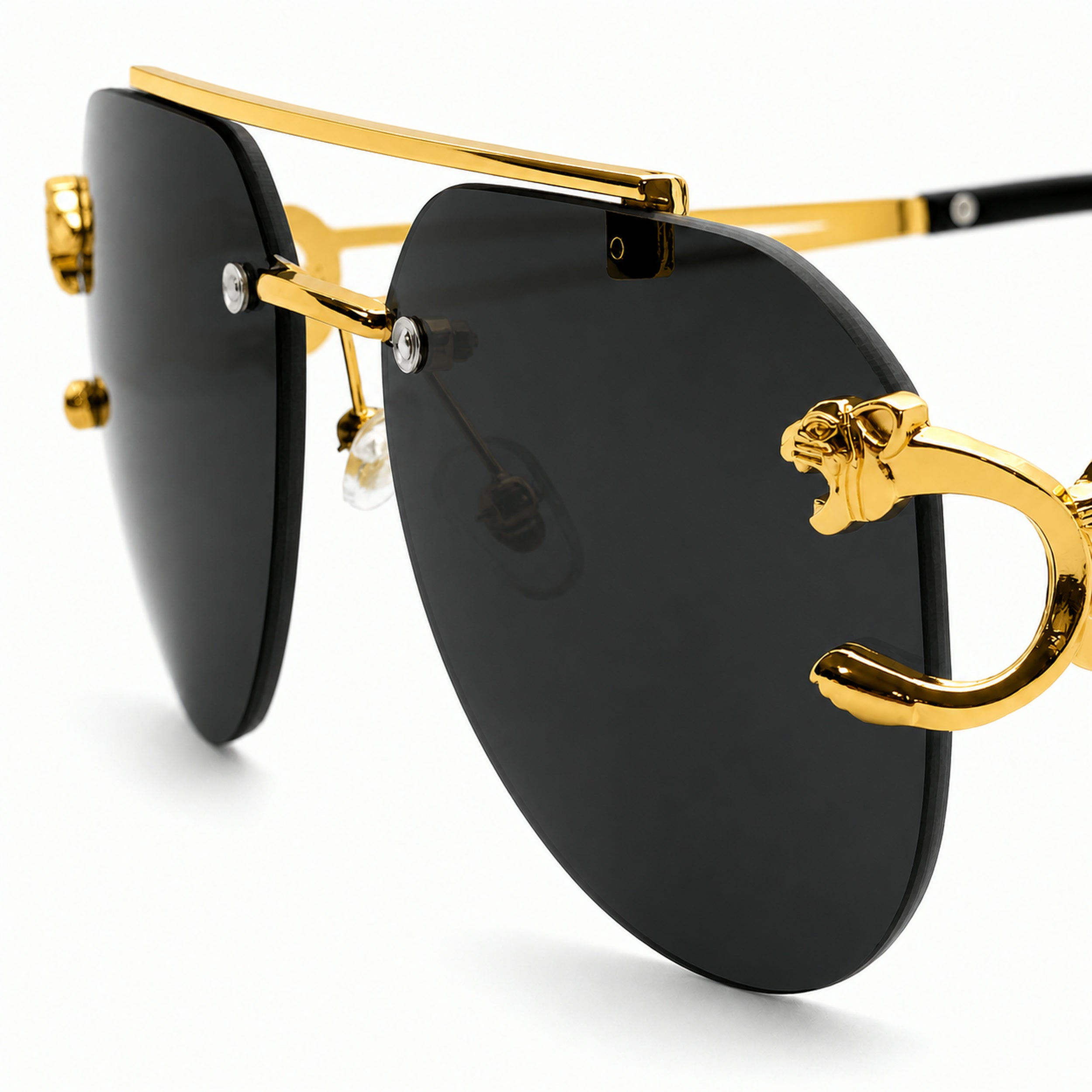 LadyBoss Indiscretions sunglasses in Black & Gold, panther hardware detail